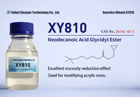 NEODECANOIC ACID GLYCIDYL ESTER XY810 CAS 26761-45-5, Glycidyl tertiary carbonate, EC No. 247-979-2, Molecular Formula C13H24O3, 2,3-epoxypropyl neodecanoate